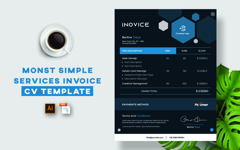Monst Simple Services Invoice Template Corporate Identity