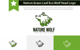 Nature Green Leaf Eco Wolf Head Logo