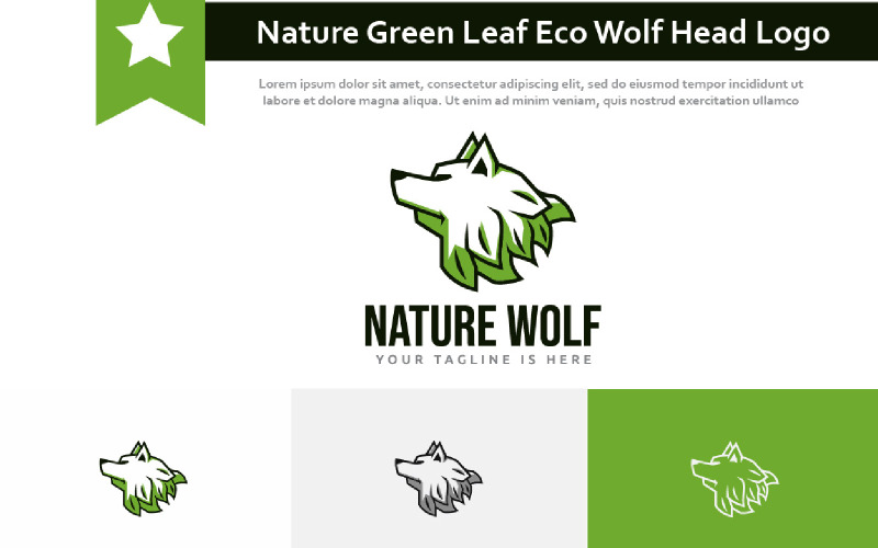 Nature Green Leaf Eco Wolf Head Logo Logo Template