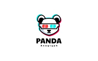 Panda Anaglyph Simple Mascot Logo