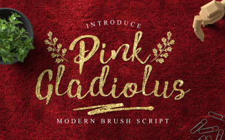 Pink Gladiolus - Brush Script