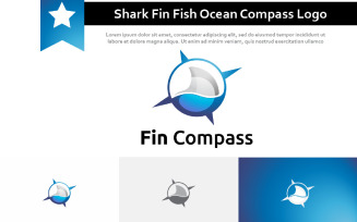 Shark Fin Fish Ocean Wildlife Compass Adventure Logo