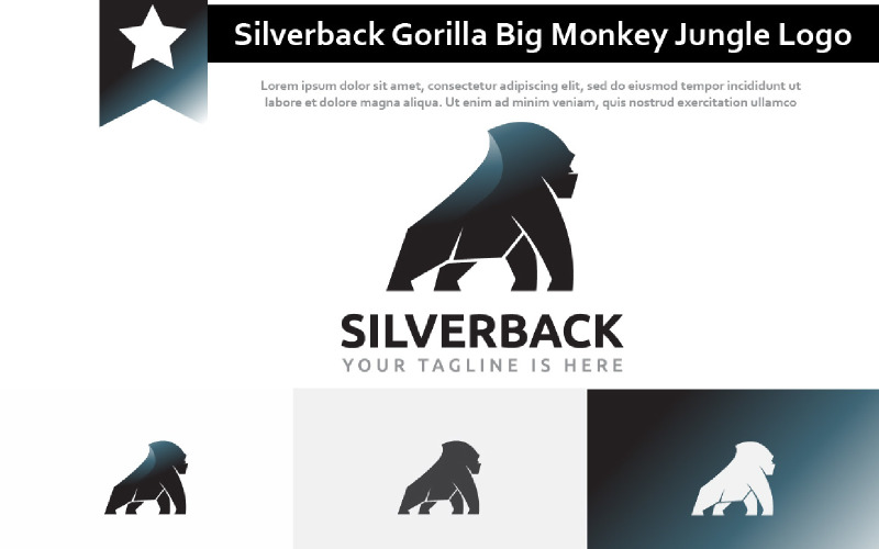 Silverback Strong Gorilla Big Monkey Jungle Mascot Logo Logo Template