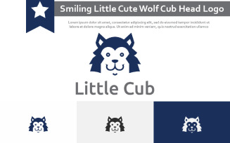 Smiling Little Cute Wolf Cub Head Logo