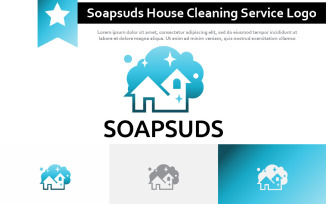 Soapsuds Shiny House Cleaning Service Care Logo