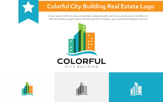 Water Colorful City Building Real Estate Realty Logo