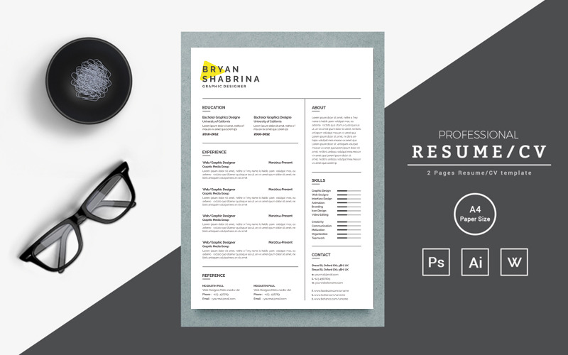 Clean resume and cover letter Resume Template