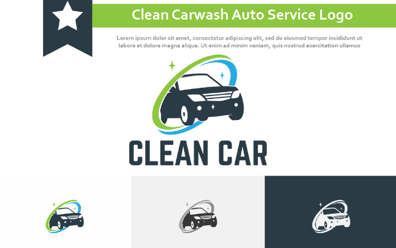 Cool Sparkling Clean Car Wash Carwash Auto Service Logo Logo Template