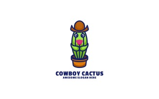 Cowboy Cactus Cartoon Logo