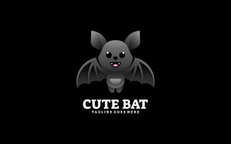 Cute Bat Gradient Logo Style