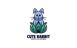 Cute Rabbit Simple Mascot Logo