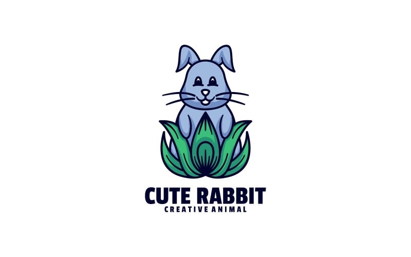 Cute Rabbit Simple Mascot Logo Logo Template