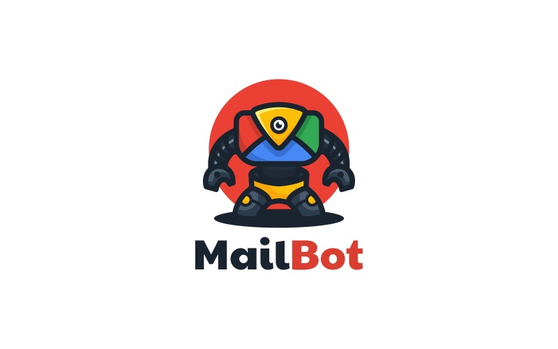 Mail Robot Simple Mascot Logo Logo Template
