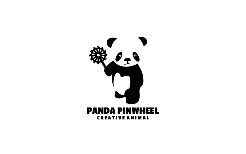 Panda Pinwheel Silhouette Logo Logo Template
