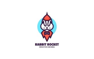 Rabbit Rocket Simple Mascot Logo
