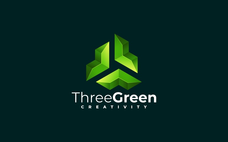 Abstract Three Green Gradient Logo Style Logo Template