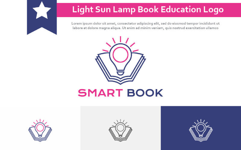 Bright Light Sun Lamp Book School Study Education Line Logo Logo Template