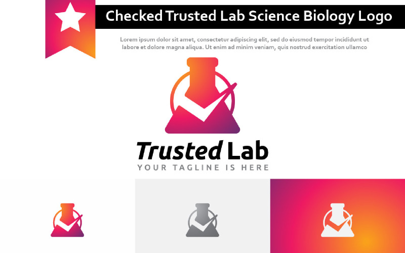 Checked Trusted Lab Science Health Biology Modern Logo Logo Template