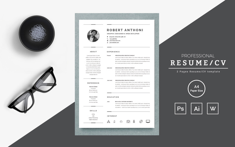 Clean minimalist web designer resume Resume Template