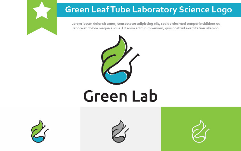 Green Leaf Tube Laboratory Biology Nature Science Research Logo Logo Template