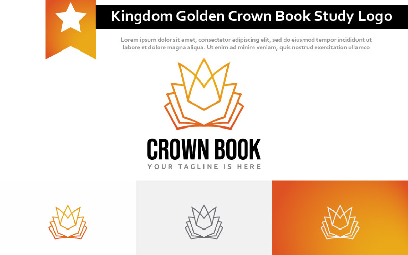 Kingdom Golden Crown Book Study Learning Course School Line Logo Logo Template