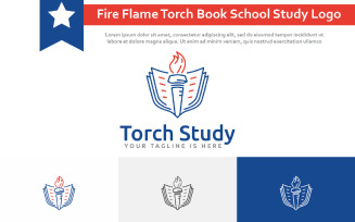Light Fire Flame Torch Book School Study Education Line Logo