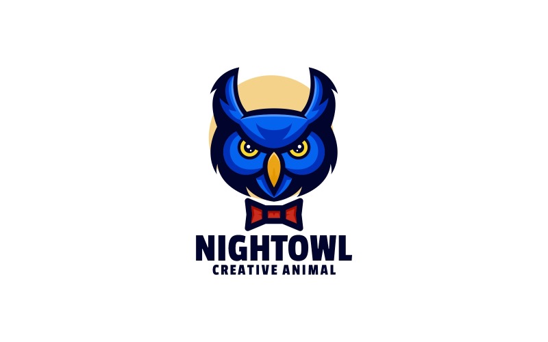 Night Owl Simple Mascot Logo Logo Template