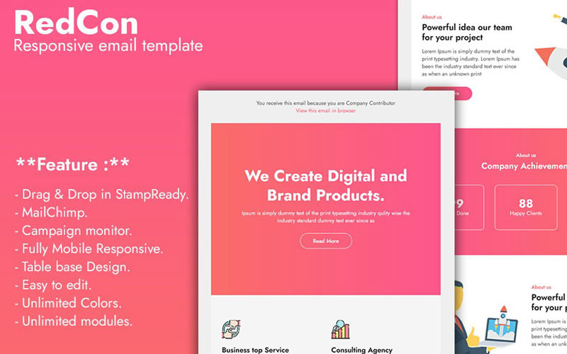 RedCon - Responsive Email Template Newsletter Template