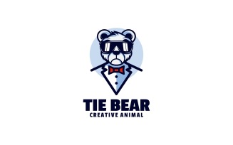 Tie Bear Simple Mascot Logo