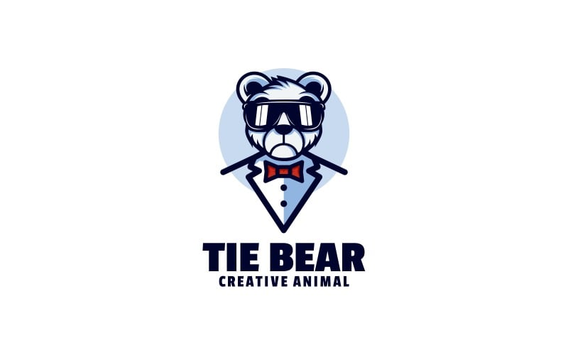 Tie Bear Simple Mascot Logo Logo Template