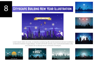 8 Cityscape Building New Year Illustration