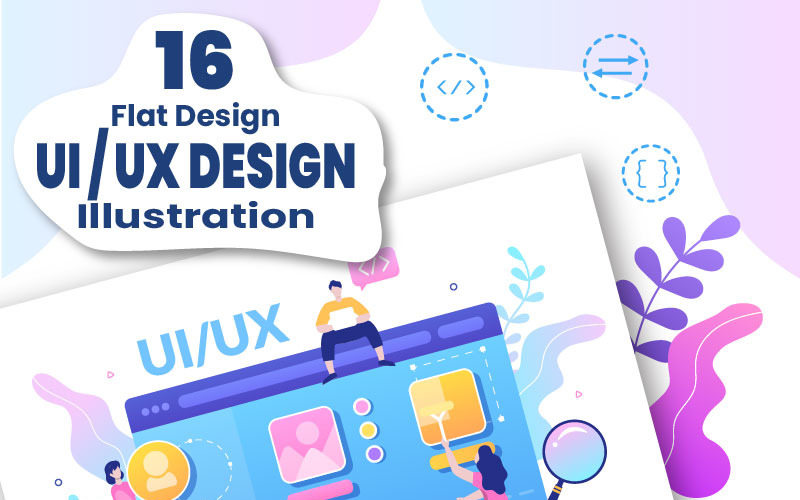 16 UI & UX Programmer Flat Design Illustration