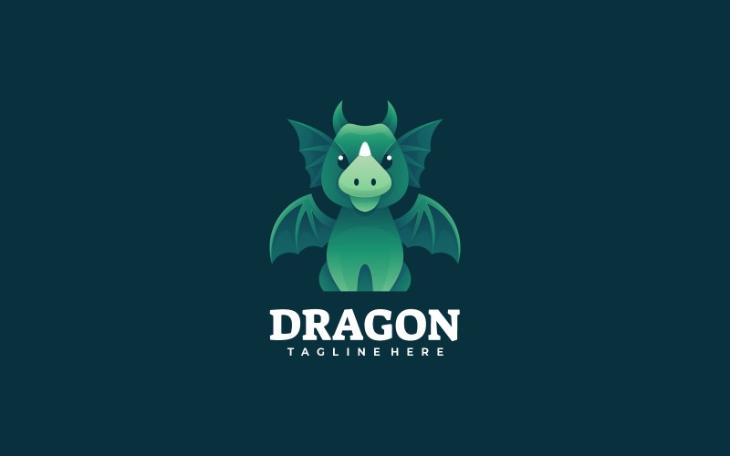 Vector Logo Dragon Gradient Style Logo Template