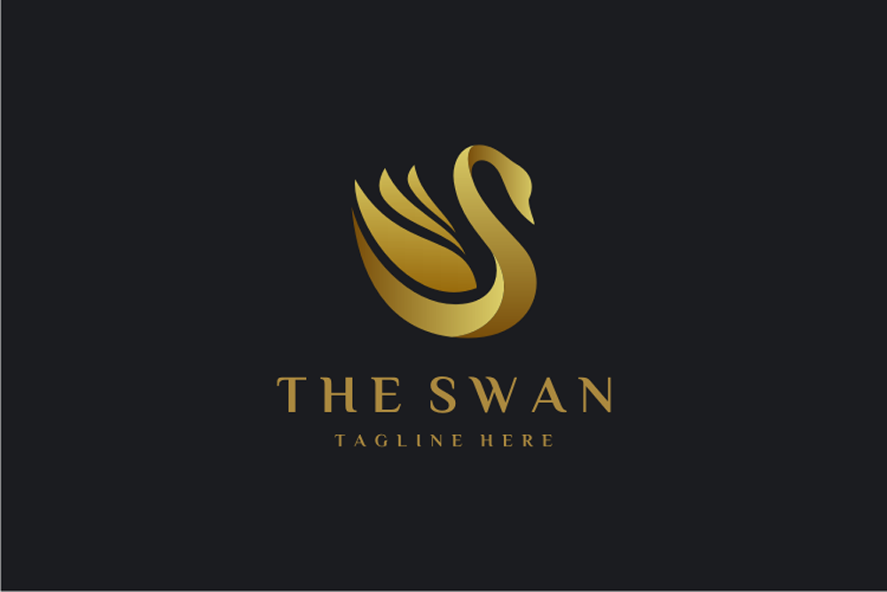 Golden Swan vector logo design template
