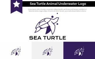 Abstract Sea Turtle Animal Underwater Wildlife Line Logo