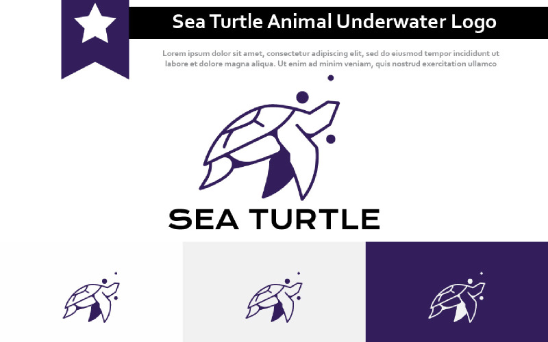 Abstract Sea Turtle Animal Underwater Wildlife Line Logo Logo Template