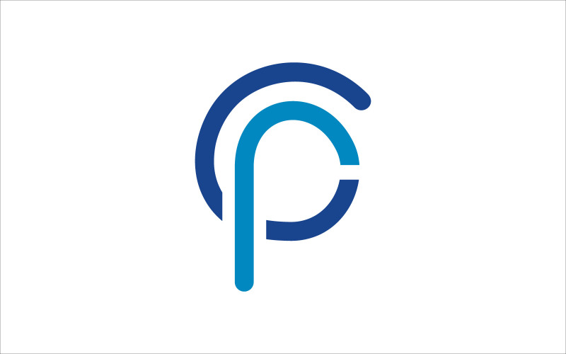 Blue CP line art vector template Logo Template