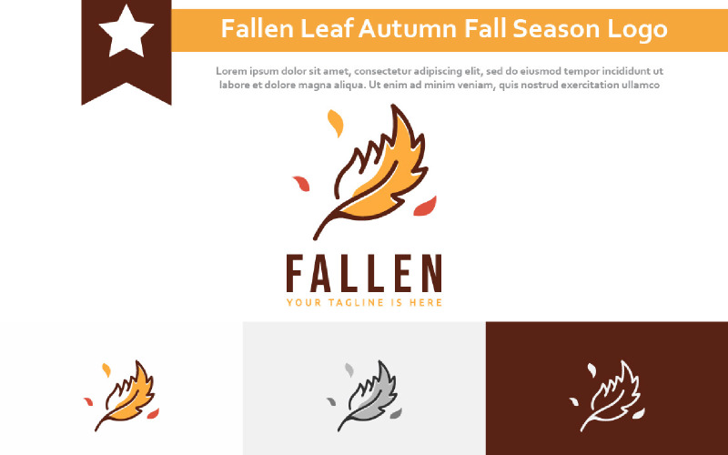 Fallen Leaf Autumn Fall Season Nature Logo Logo Template