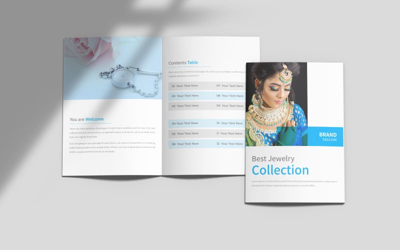 Jewelry Product Business Bi-fold Brochure Corporate Identity