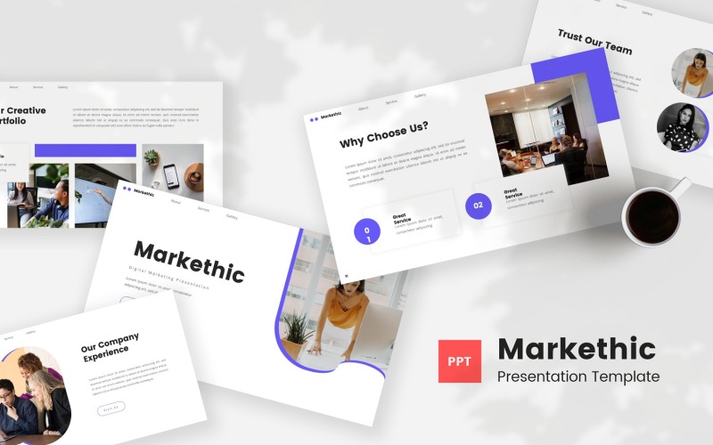 Markethic — Digital Marketing Powerpoint Template PowerPoint Template