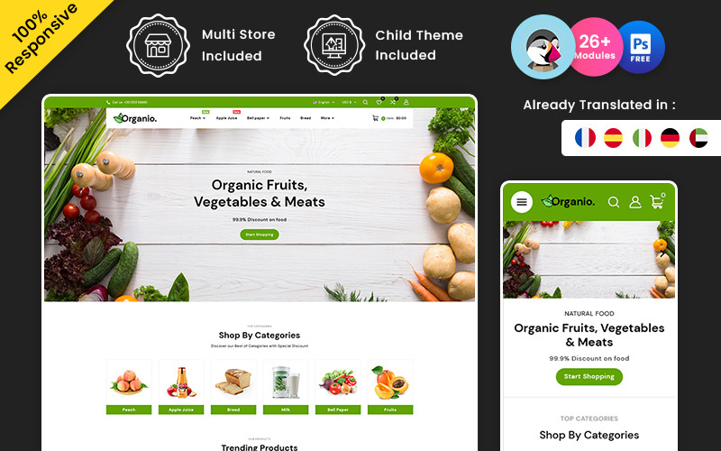Organio - Fruits and Vegetables Prestashop Multipurpose Store PrestaShop Theme