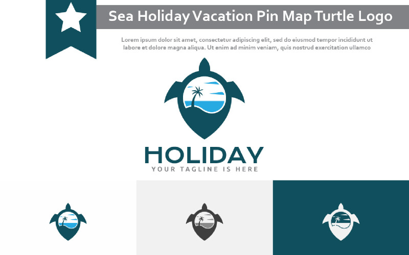 Sea Holiday Vacation Pin Map Turtle Logo Logo Template