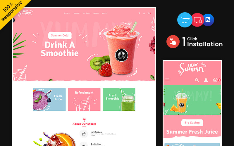 Summer - Juice and Ice cream and Drink Multipurpose OpenCart Store OpenCart Template