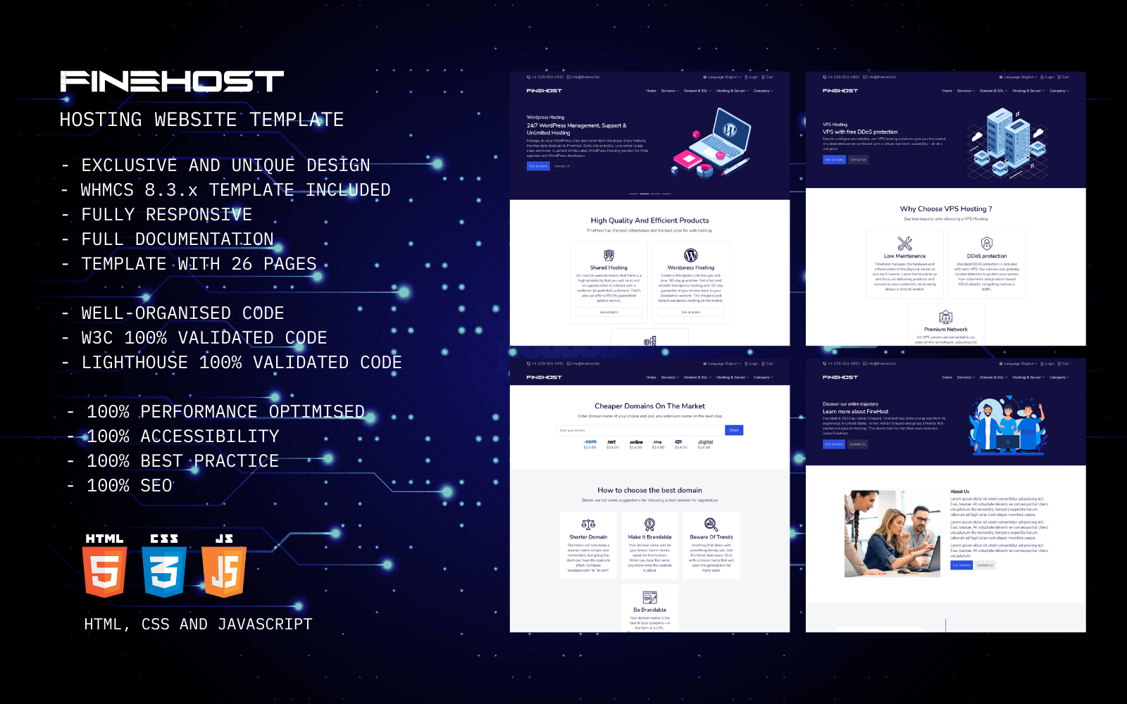 FineHost - HTML Hosting Website Template & WHMCS Template