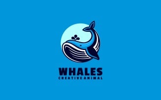 Blue Whale Simple Mascot Logo