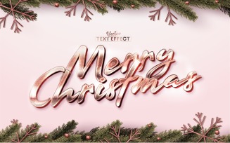 Merry Christmas - Rose Gold Color Editable Text Effect, Font Style, Graphics Illustration