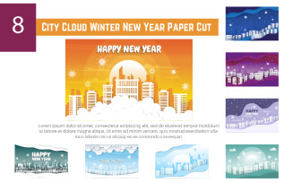 8 City Cloud Winter New Year Paper Cut