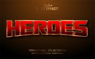 Heroes - Gold Style Editable Text Effect, Font Style, Graphics Illustration