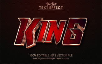 King - Red and Rose Gold Style Editable Text Effect, Font Style, Graphics Illustration
