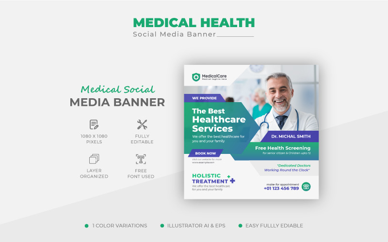 Medical Health Doctor Square Flyer Social Media Post Promotional Banner